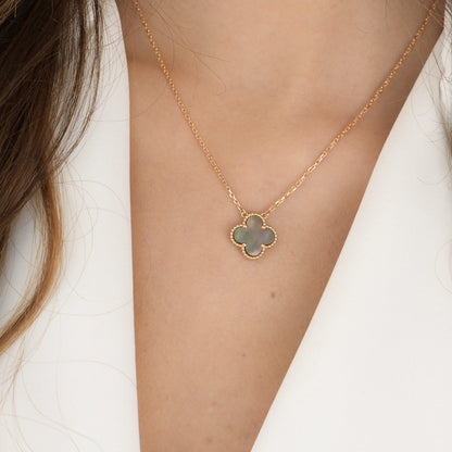 [Okajuri Jewelry]CLOVER 15MM  GRAY MOTHER OF PEARL NECKLACE