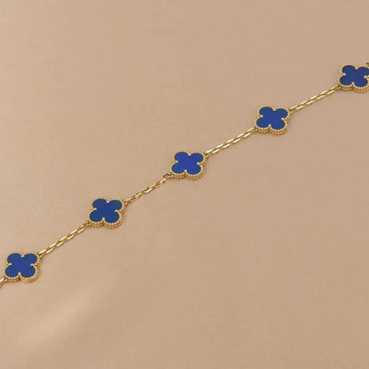 [Okajuri Jewelry]CLOVER 5 MOTIFS BLUE AGATE BRACELET