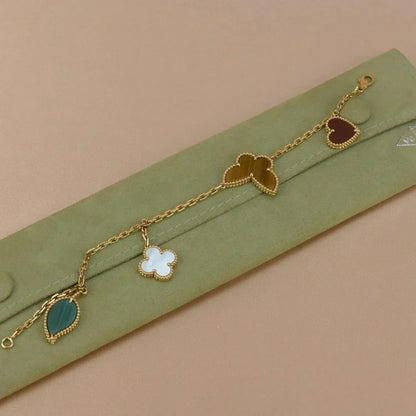[Okajuri Jewelry]LUCKY SPRING 5 MOTIF GOLD BRACELET