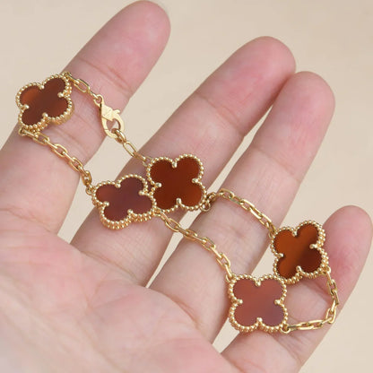 [Okajuri Jewelry] CLOVER 5 MOTIF RED CORNELIAN BRACELET COLLECTION