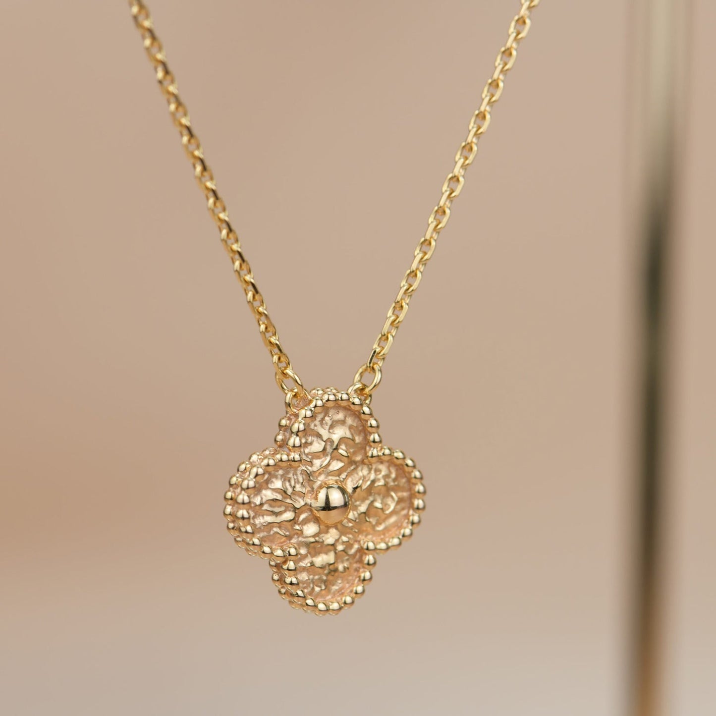 [Okajuri Jewelry]CLOVER 15MM  BRONZING NECKLACE