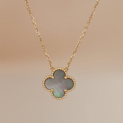 [Okajuri Jewelry]CLOVER 15MM  GRAY MOTHER OF PEARL NECKLACE