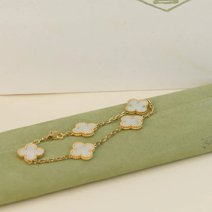 [Okajuri Jewelry] CLOVER WHITE PEARL MOP 5 MOTIF BRACELET COLLECTION