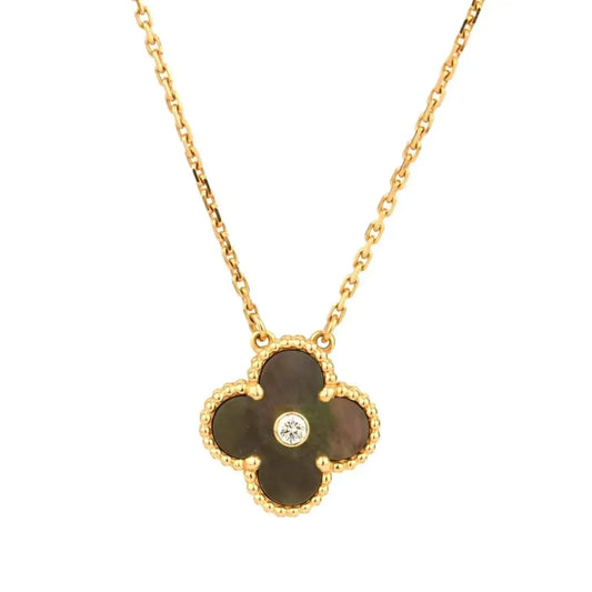 [Okajuri Jewelry]CLOVER 15MM DIAMOND AND MOTHER-OF-GREY NECKLACE