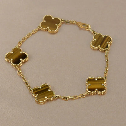 [Okajuri Jewelry]  CLOVER 5 MOTIFS TIGER EYE BRACELET COLLECTION