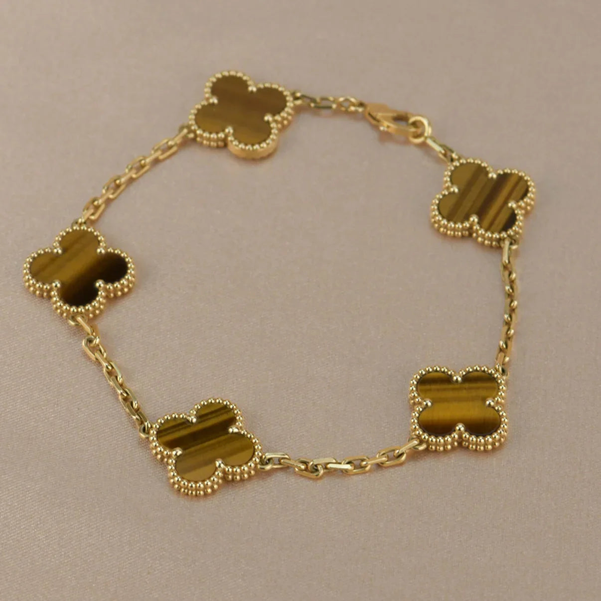 [Okajuri Jewelry] CLOVER 5 MOTIFS TIGER EYE BRACELET COLLECTION