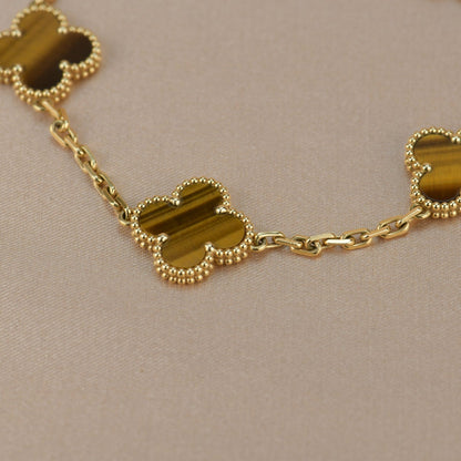 [Okajuri Jewelry]CLOVER  5 MOTIFS TIGER EYE BRACELET