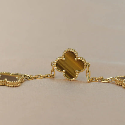 [Okajuri Jewelry]  CLOVER 5 MOTIFS TIGER EYE BRACELET COLLECTION