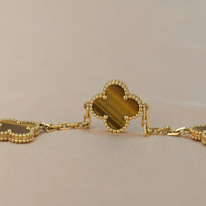 [Okajuri Jewelry] CLOVER 5 MOTIFS TIGER EYE BRACELET COLLECTION