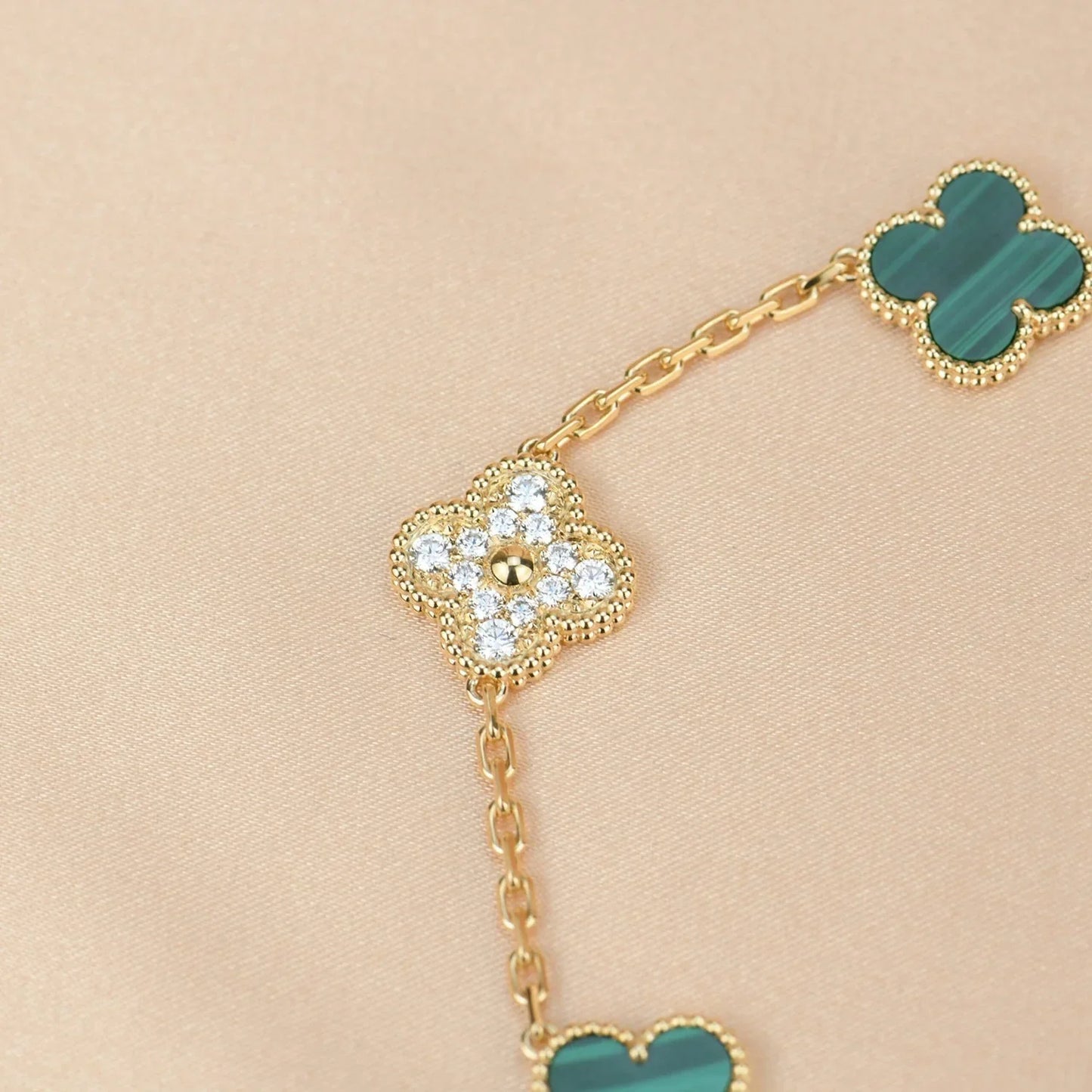 [Okajuri Jewelry]  CLOVER 5 MOTIF MALACHITE BRACELET COLLECTION