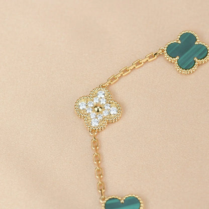 [Okajuri Jewelry]  CLOVER 5 MOTIF MALACHITE BRACELET COLLECTION