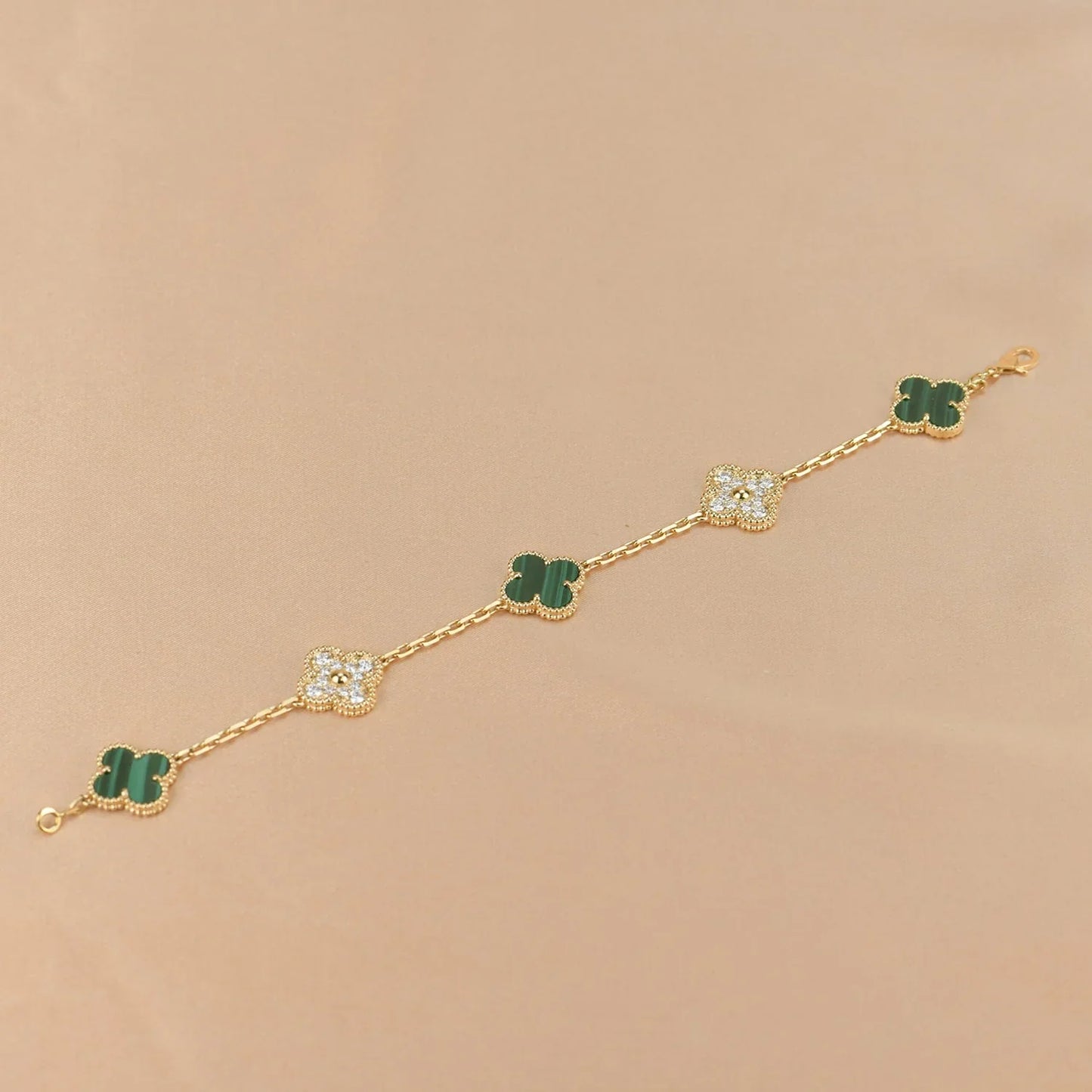 [Okajuri Jewelry] CLOVER 5 MOTIF MALACHITE BRACELET COLLECTION