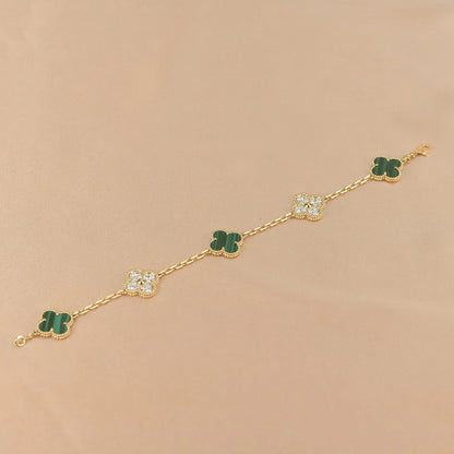[Okajuri Jewelry] CLOVER 5 MOTIF MALACHITE BRACELET COLLECTION