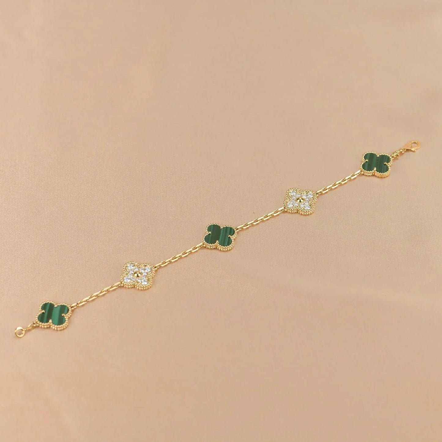[Okajuri Jewelry]  CLOVER 5 MOTIF MALACHITE BRACELET COLLECTION