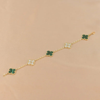 [Okajuri Jewelry]  CLOVER 5 MOTIF MALACHITE BRACELET COLLECTION