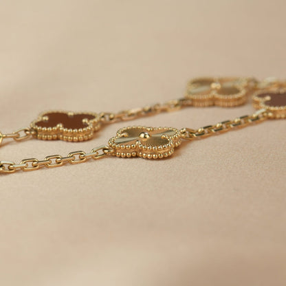 [Okajuri Jewelry]CLOVER  5 MOTIFS CARNELIAN GOLD BRACELET