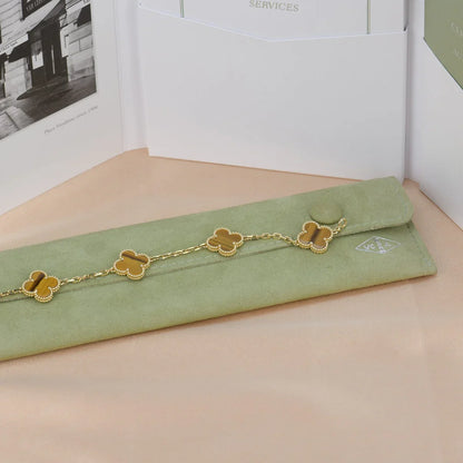 [Okajuri Jewelry] CLOVER 5 MOTIFS TIGER EYE BRACELET COLLECTION