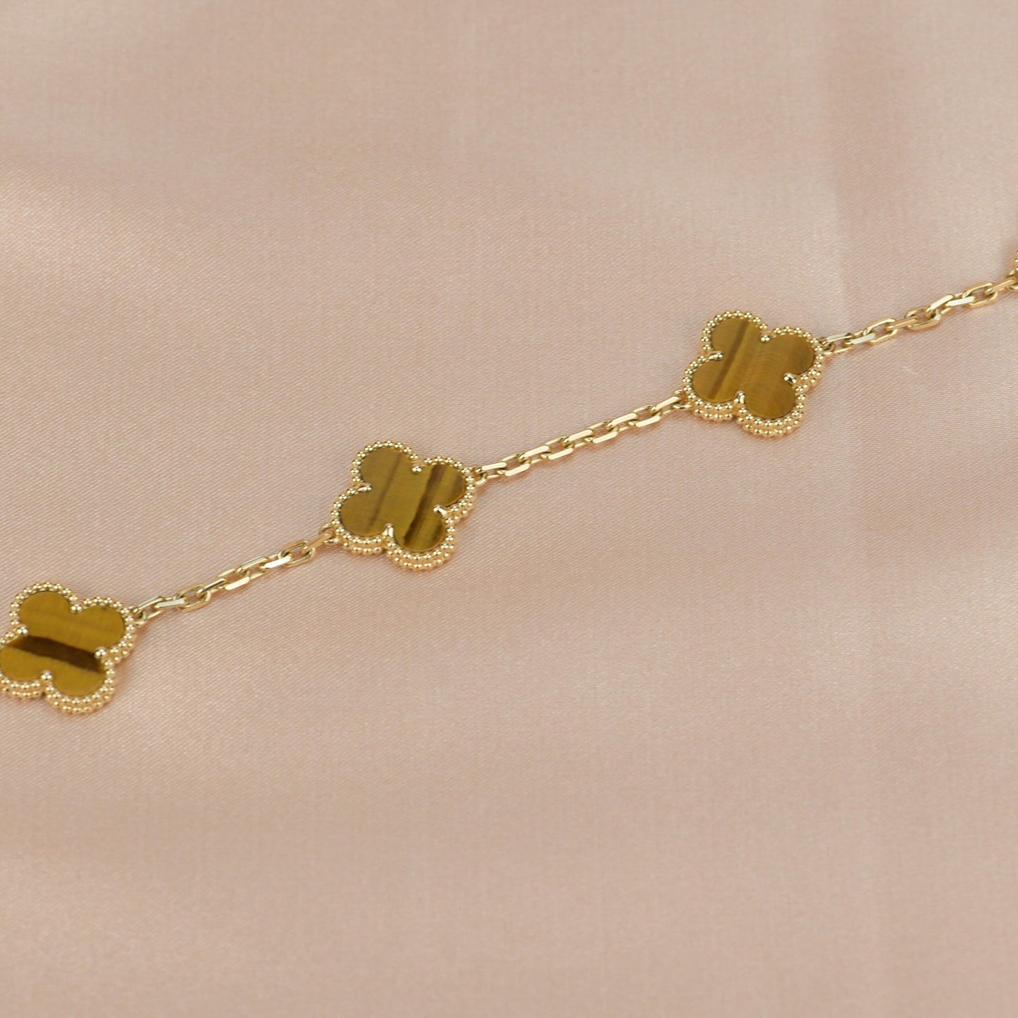 [Okajuri Jewelry]CLOVER  5 MOTIFS TIGER EYE BRACELET