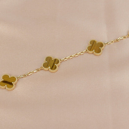 [Okajuri Jewelry]CLOVER  5 MOTIFS TIGER EYE BRACELET