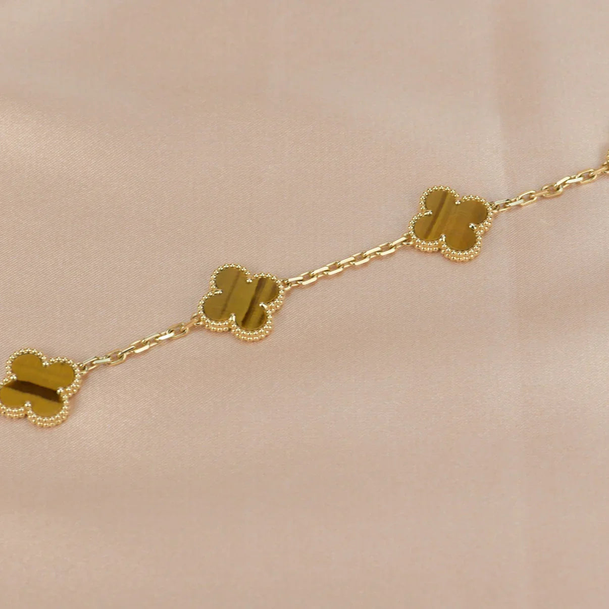 [Okajuri Jewelry] CLOVER 5 MOTIFS TIGER EYE BRACELET COLLECTION