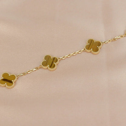 [Okajuri Jewelry] CLOVER 5 MOTIFS TIGER EYE BRACELET COLLECTION