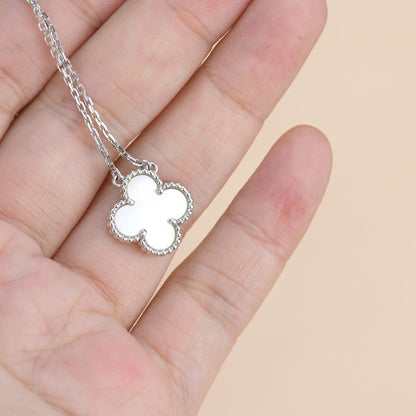 [Okajuri Jewelry]CLOVER  15MM WHITE MOTHER-OF-PEARL SILVER