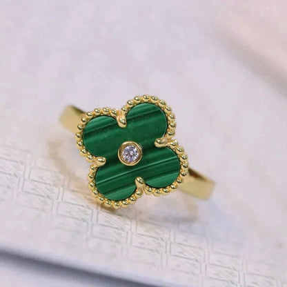 [Okajuri Jewelry]CLOVER MALACHITE RING GOLD DIAMOND