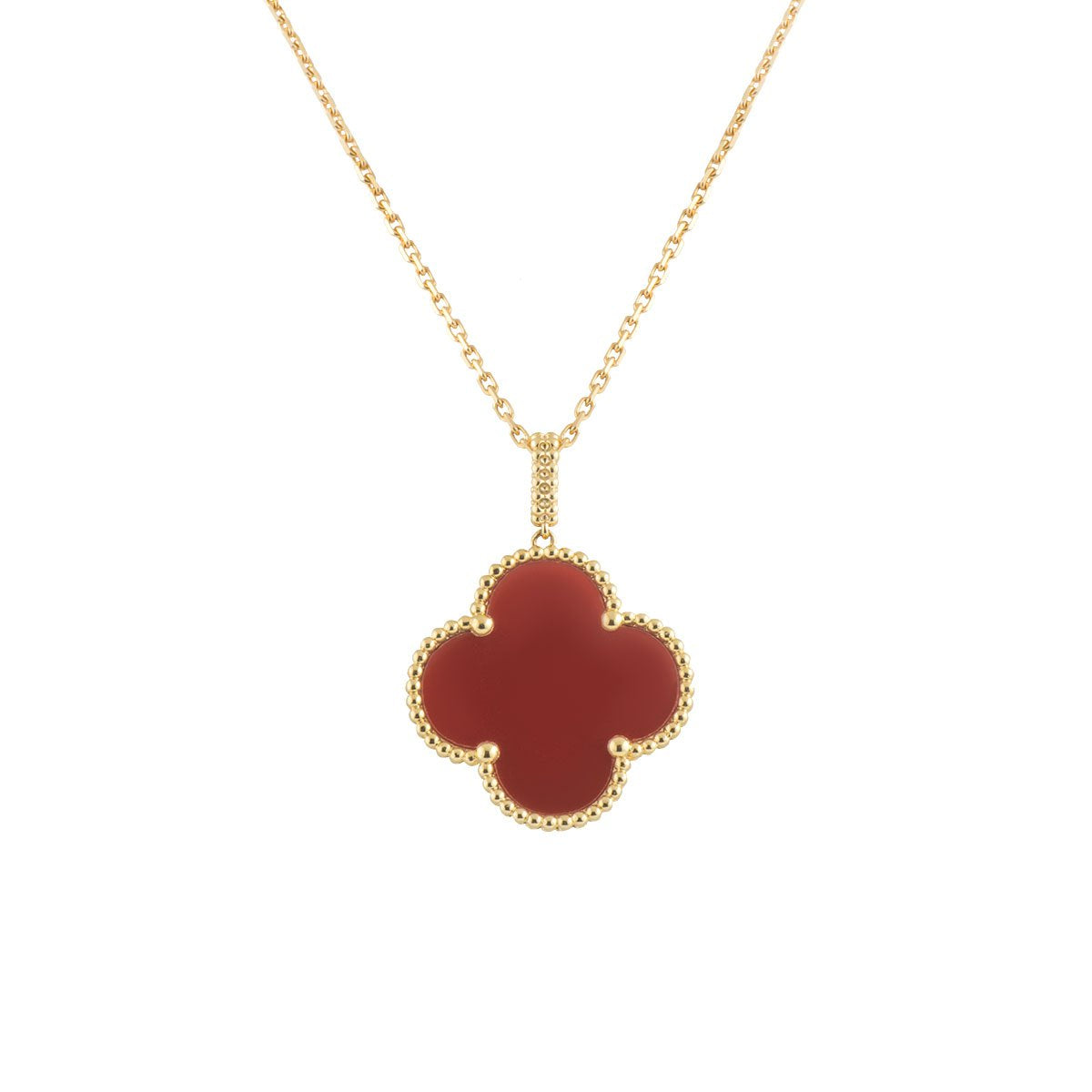 [Okajuri Jewelry]CLOVER 25MM NECKLACE GOLD CARNELIAN
