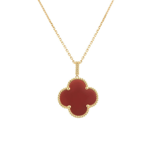 [Okajuri Jewelry]CLOVER 25MM NECKLACE GOLD CARNELIAN