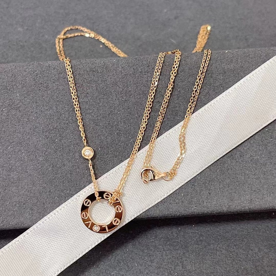[Okajuri Jewelry] LOVE NECKLACE 16MM 2 DIAMONDS
