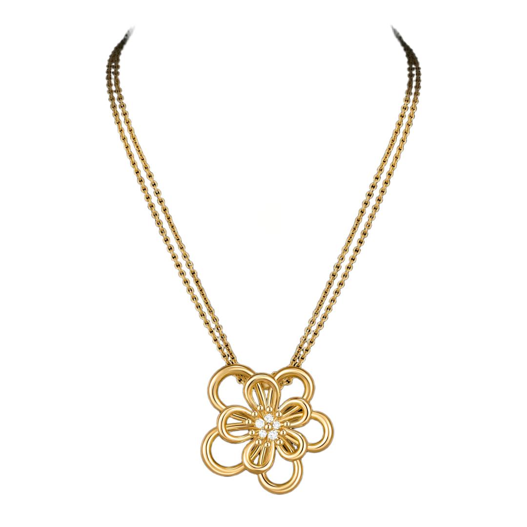 [Okajuri Jewelry]FLOWERLACE NECKLACE 5 DIAMONDS
