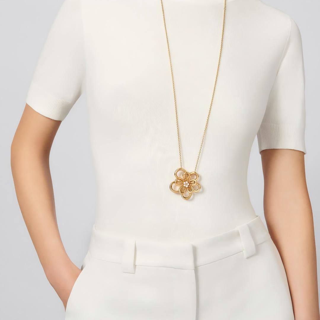 [Okajuri Jewelry]FLOWERLACE NECKLACE 5 DIAMONDS