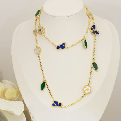 [Okajuri Jewelry] LUCKY SPRING BUTTERFLY 15 FLOWER NECKLACE