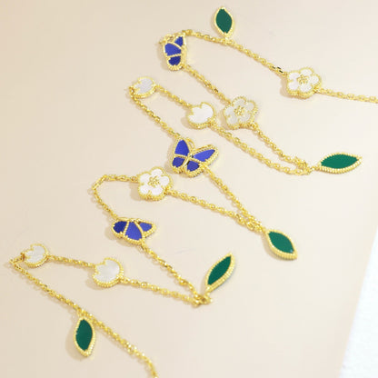 [Okajuri Jewelry]LUCKY SPRING BUTTERFLY 15 FLOWER NECKLACE