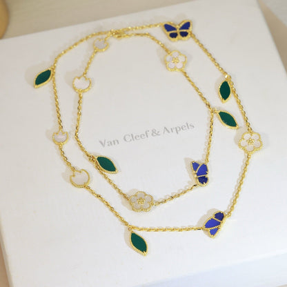 [Okajuri Jewelry]LUCKY SPRING BUTTERFLY 15 FLOWER NECKLACE