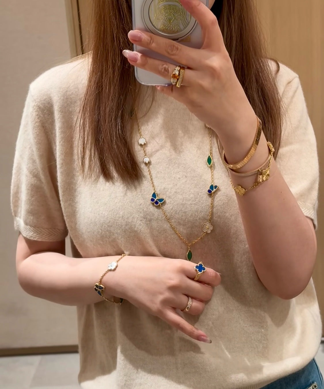 [Okajuri Jewelry] LUCKY SPRING BUTTERFLY 15 FLOWER NECKLACE