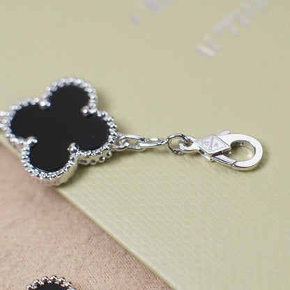 [Okajuri Jewelry]CLOVER 5 MOTIF ONYXS  BRACELET SILVER