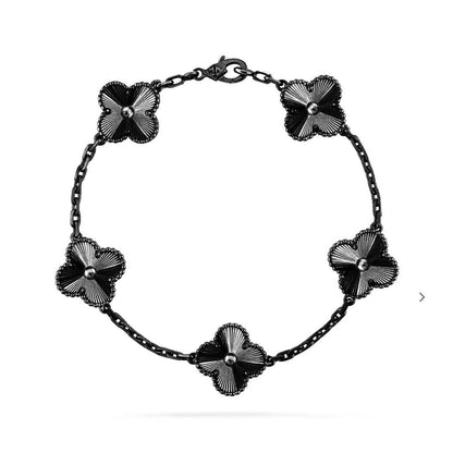[Okajuri Jewelry]CLOVER 5 MOTIF BLACK BRACELET