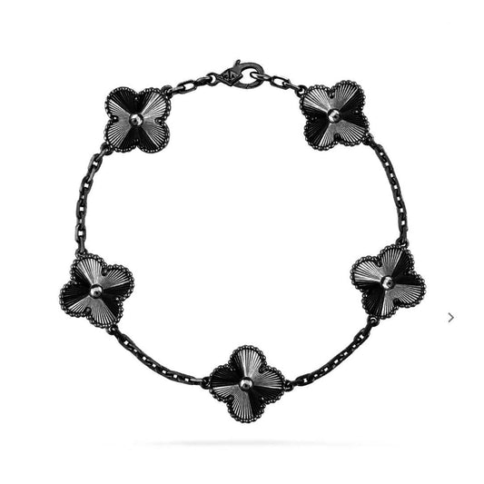 [Okajuri Jewelry]CLOVER 5 MOTIF BLACK BRACELET