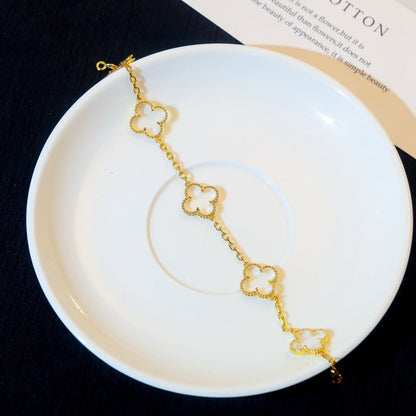 [Okajuri Jewelry]CLOVER 5 MOTIF ROCK CRYSTAL BRACELET