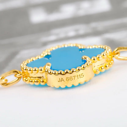 [Okajuri Jewelry]CLOVER 5 MOTIFS TURQUOISE BRACELET