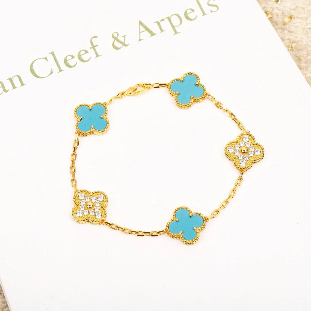 [Okajuri Jewelry]  CLOVER 5 MOTIF TURQUOISE BRACELET COLLECTION