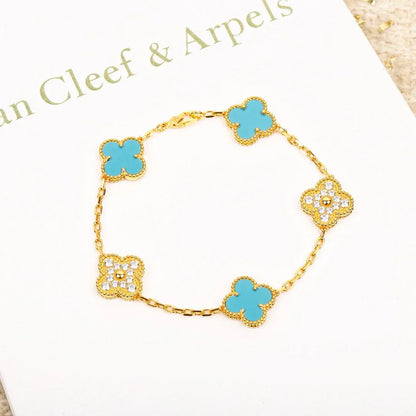 [Okajuri Jewelry]  CLOVER 5 MOTIF TURQUOISE BRACELET COLLECTION
