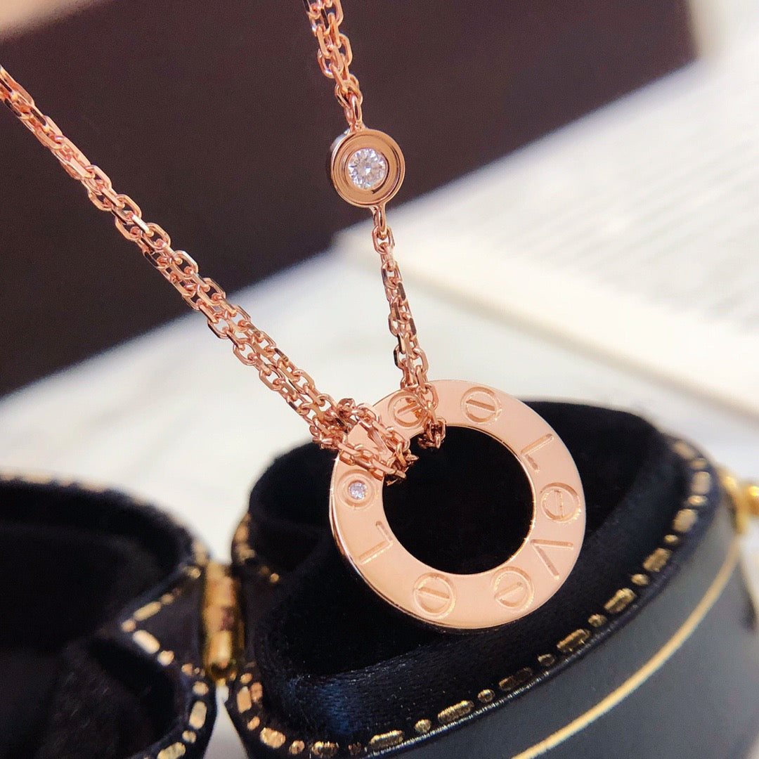 [Okajuri Jewelry] LOVE NECKLACE 16MM 2 DIAMONDS