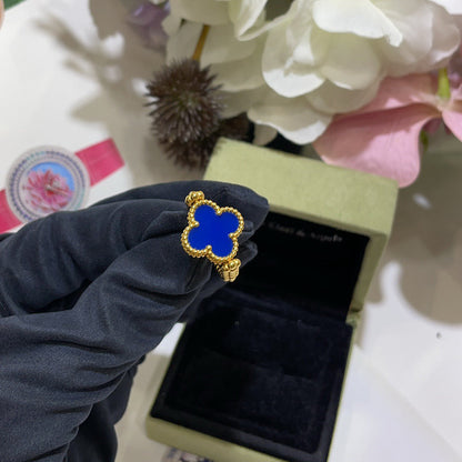 [Okajuri Jewelry]CLOVER RIVERSIBLE BLUE AGATE RING