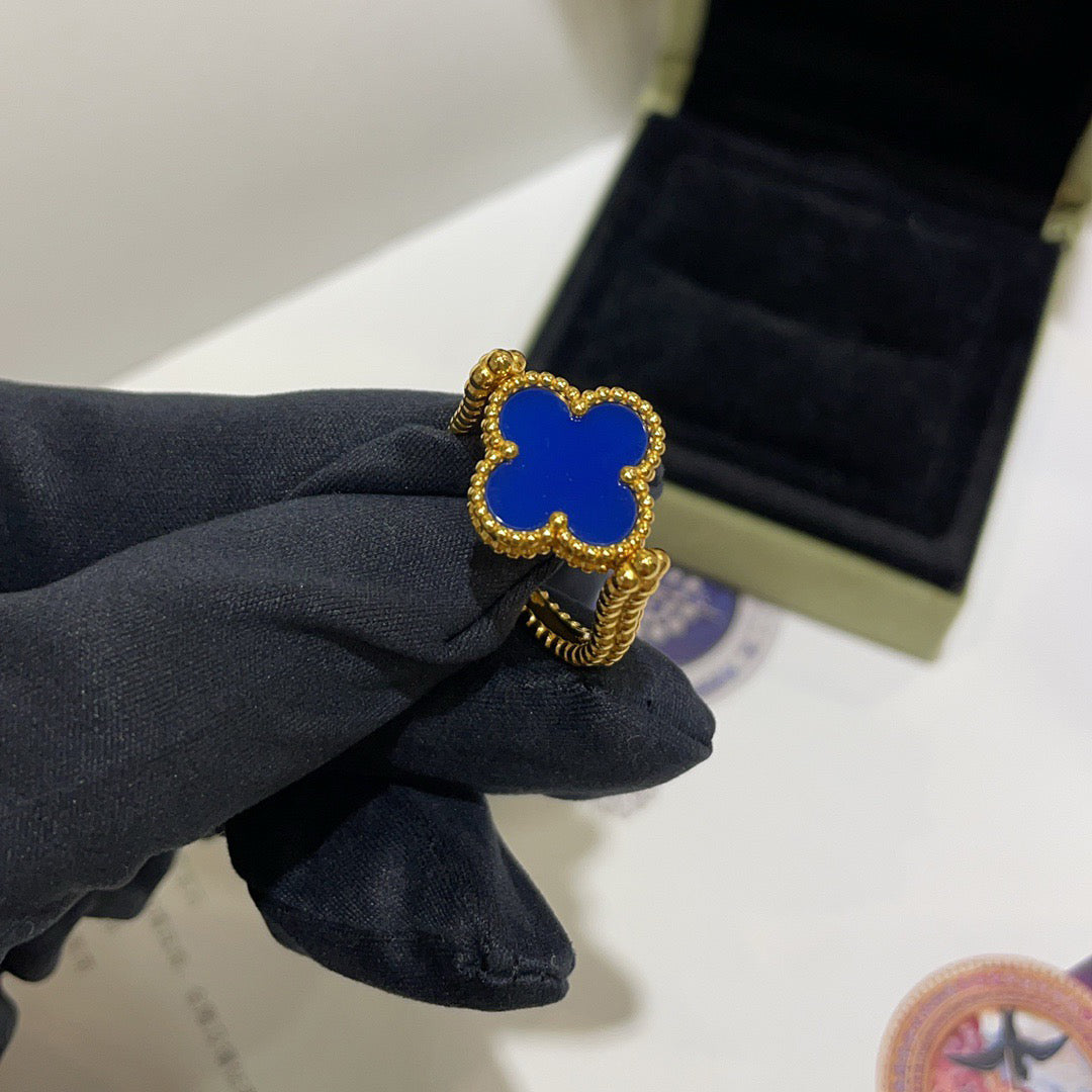 [Okajuri Jewelry]CLOVER RIVERSIBLE BLUE AGATE RING