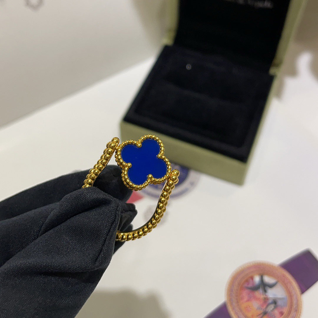 [Okajuri Jewelry]CLOVER RIVERSIBLE BLUE AGATE RING