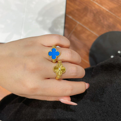 [Okajuri Jewelry]CLOVER RIVERSIBLE BLUE AGATE RING