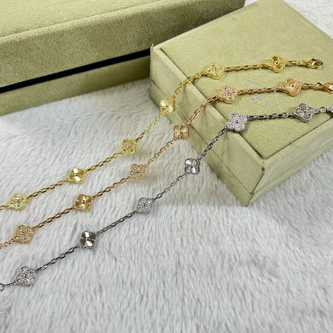 [Okajuri Jewelry]CLOVER 6 MOTIF DIAMOND LASER BRACELET