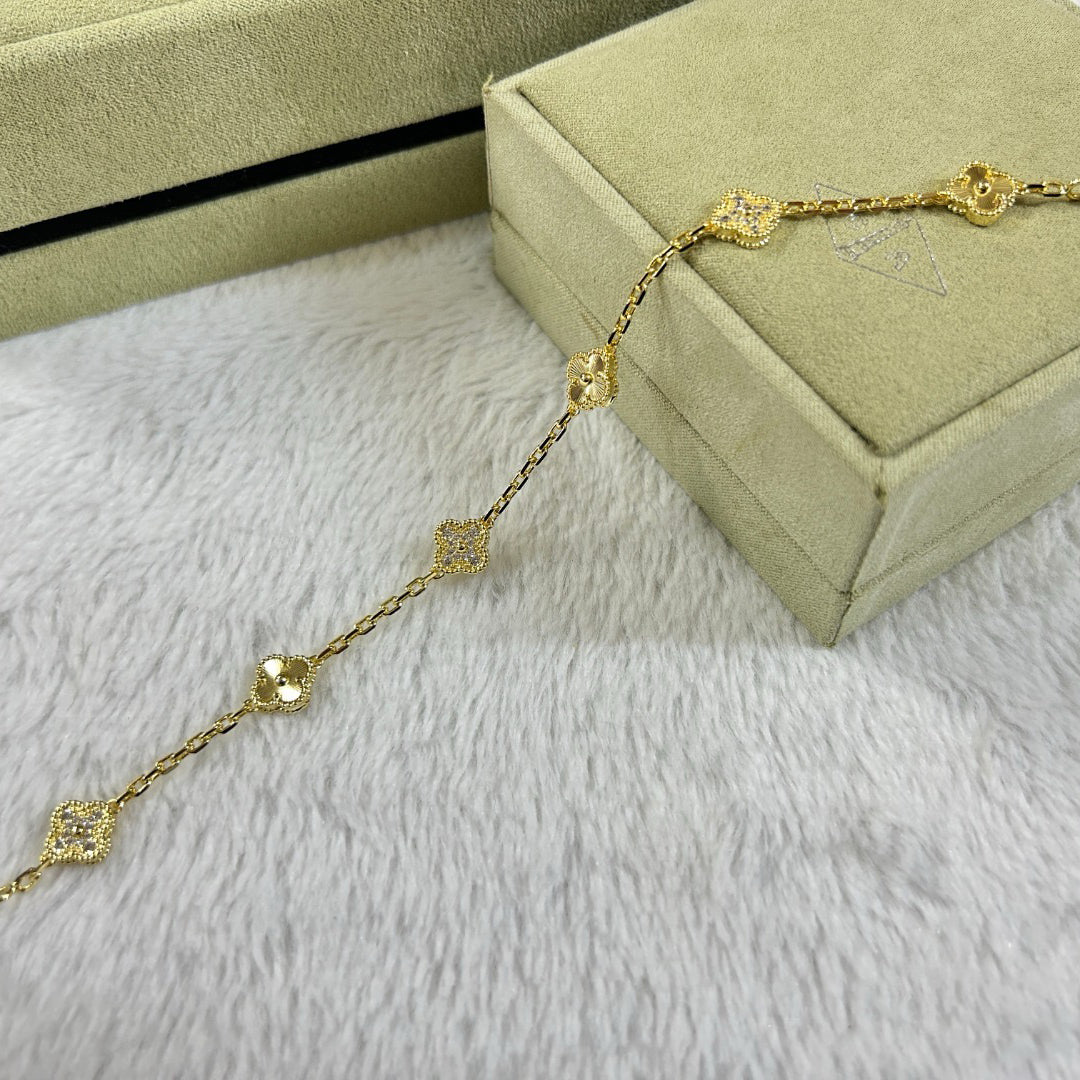 [Okajuri Jewelry]CLOVER 6 MOTIF DIAMOND LASER BRACELET